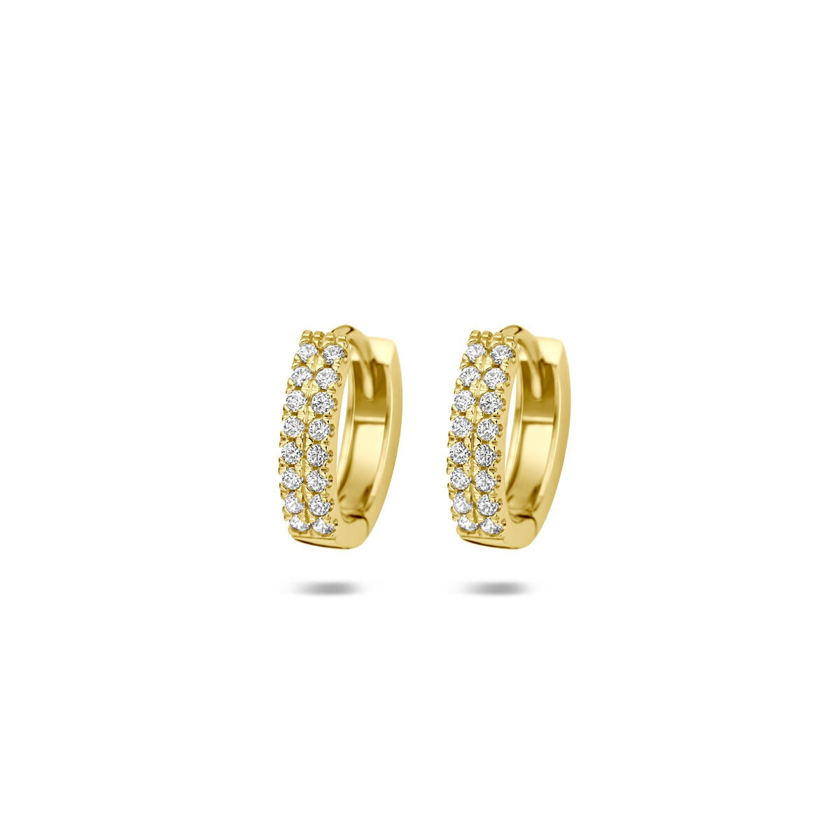 Boucles d'oreilles en or jaune 14 carats ornées de zirconiums.
