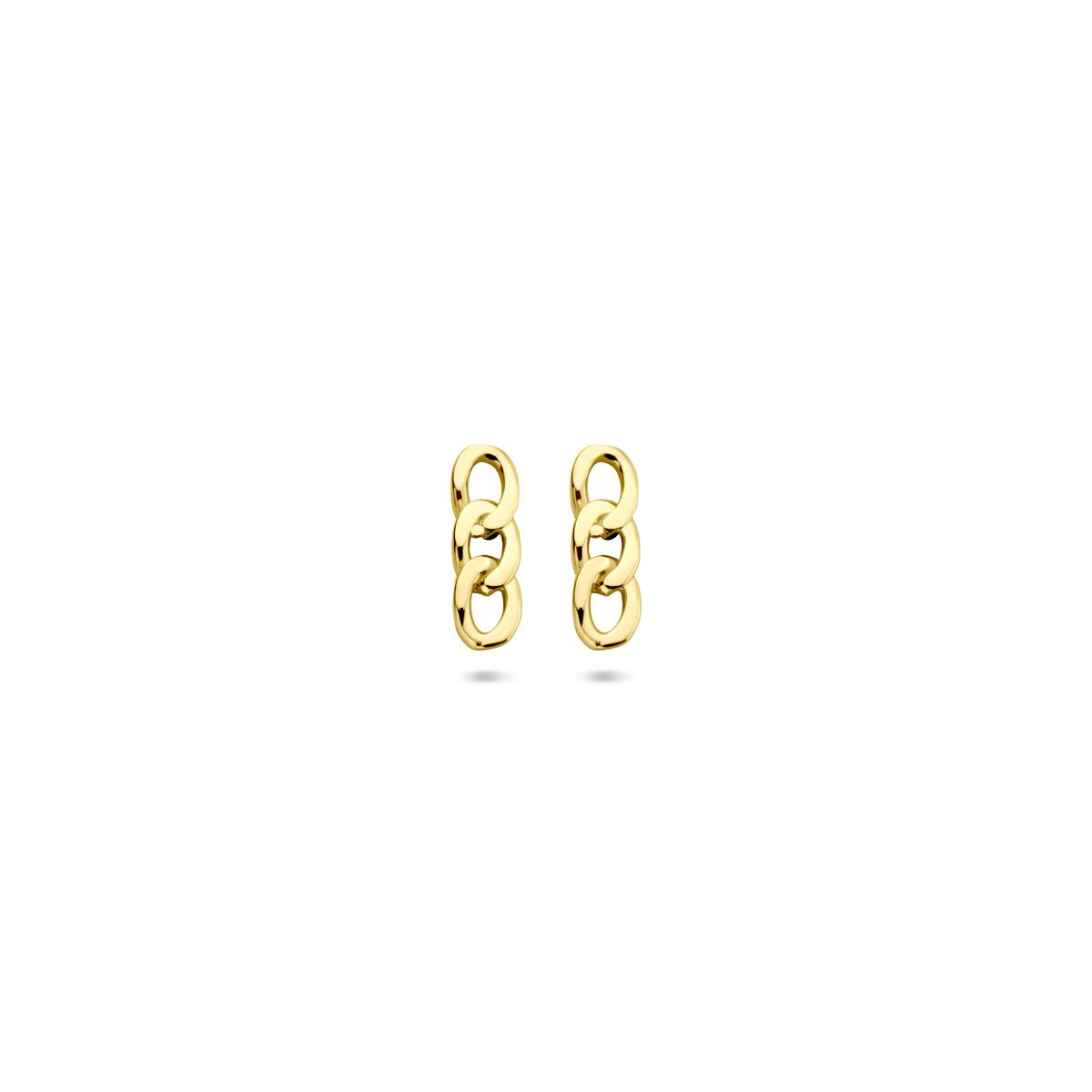 Boucles d'oreilles en or jaune 14 carats, de forme rectangulaire, mesurant 8,5 x 2,5 mm.