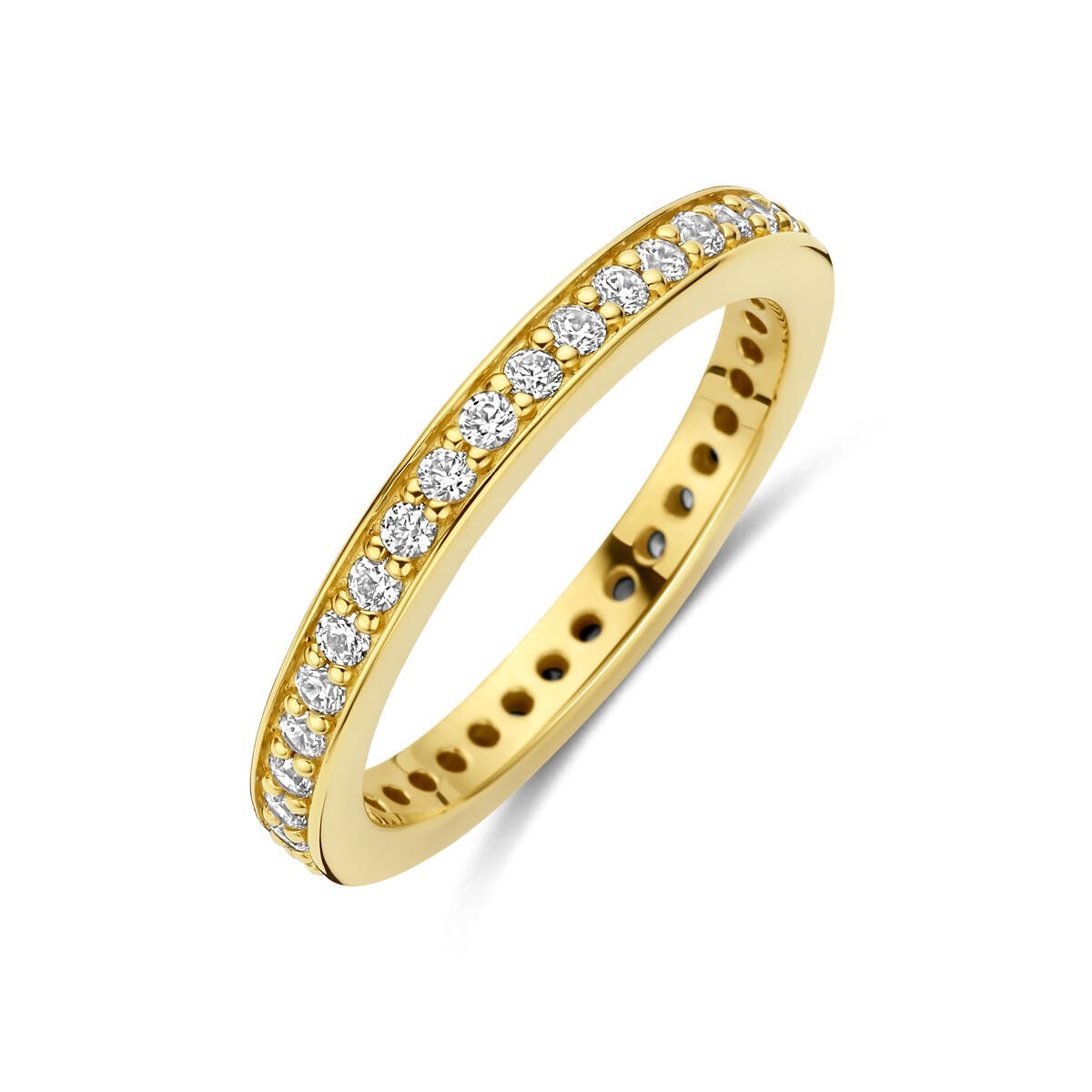 Bague en argent 925 doré avec zircons de 2,5 mm.
