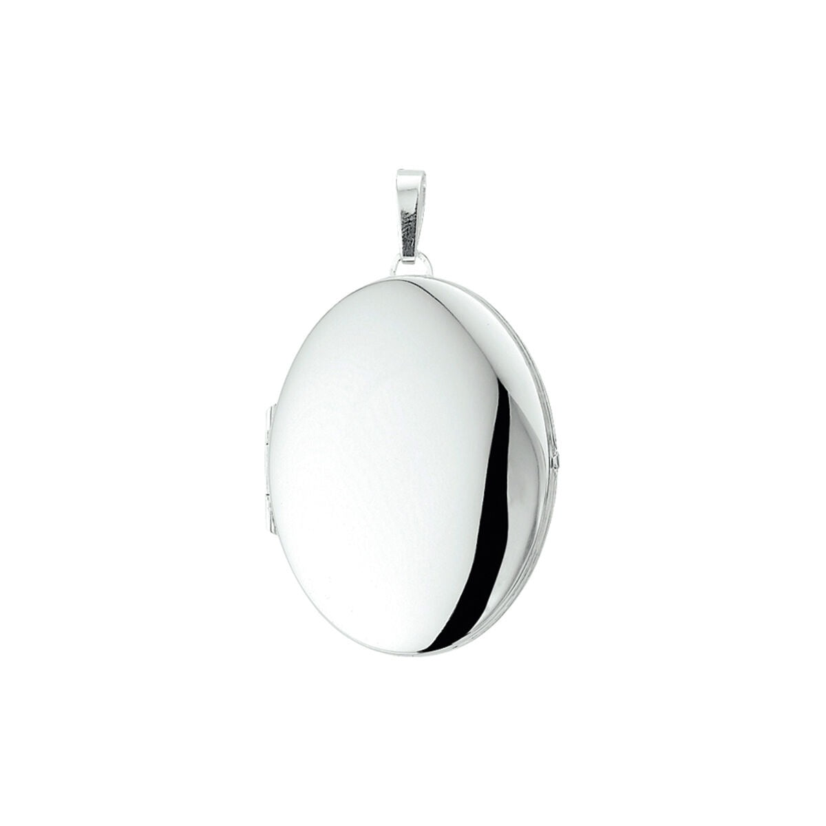 pendentif ovale en argent poli avec une finition lisse.