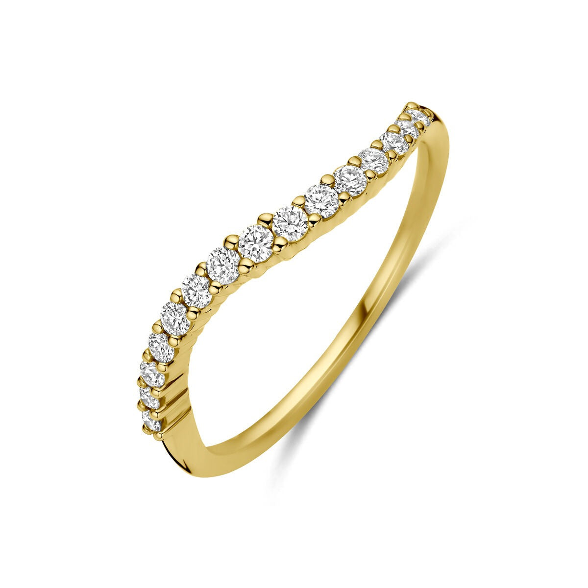 Bague alliance en or jaune 14 carats ornée de diamants de 0,21 ct.