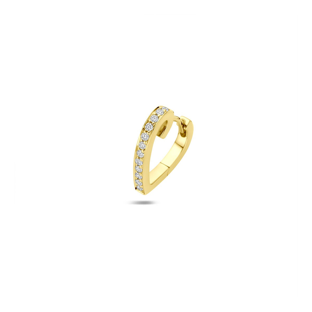 Créole en or jaune 14k avec cœur et diamant