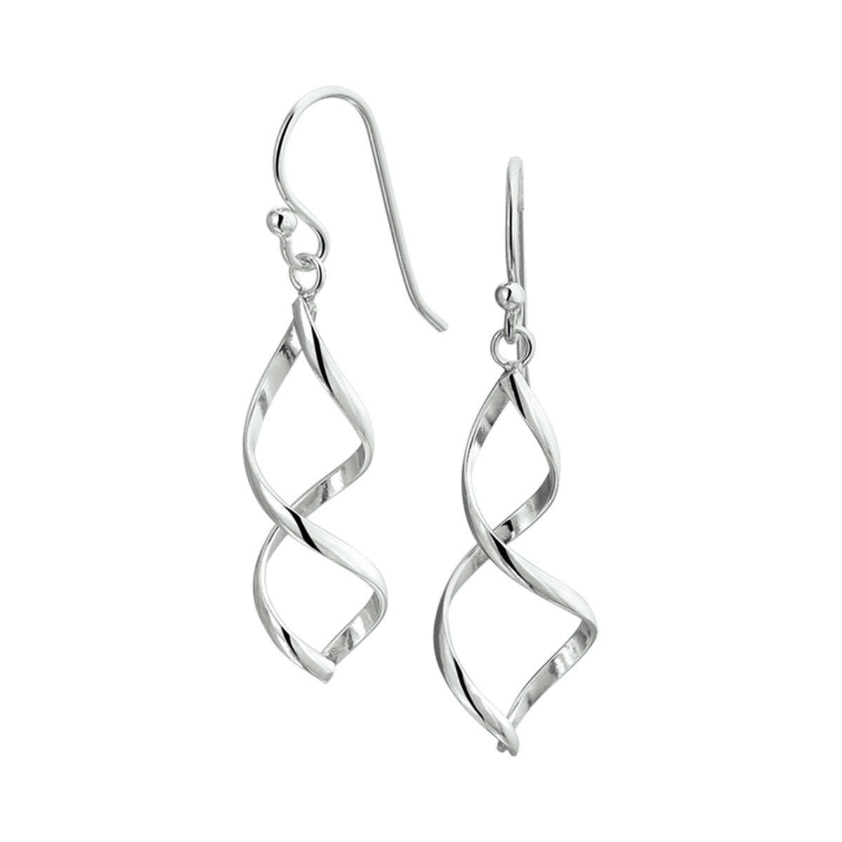 Boucles d'oreilles en argent rhodié, de forme torsadée, mesurant 40 mm.