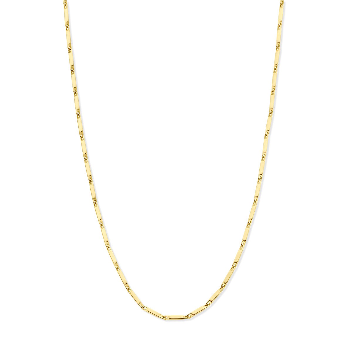 Collier en acier doré de 2,5 mm avec un allongement de 55 à 60 cm.