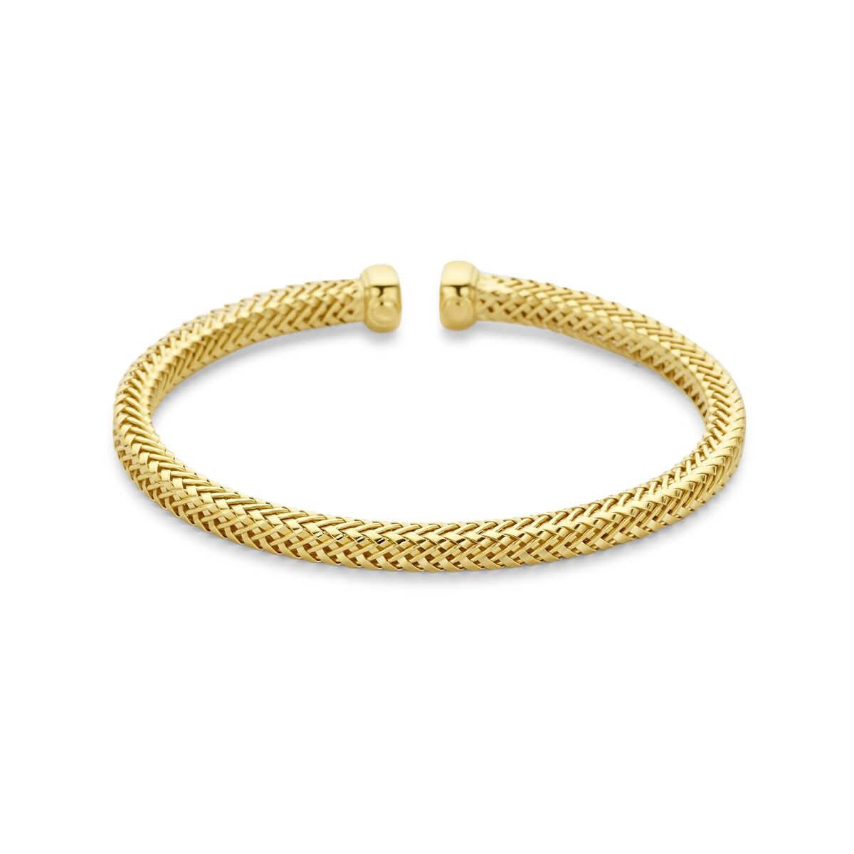 Bracelet jonc en argent 925 doré, tressé, de 58 x 4,5 mm.