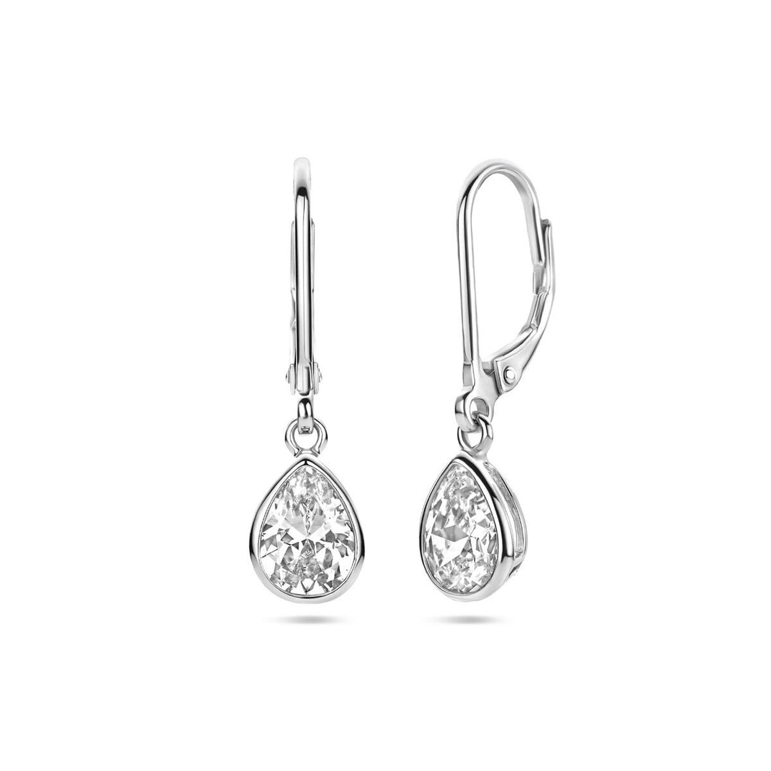 Gerhodineerd 925 zilveren oorhangers met zirkonia