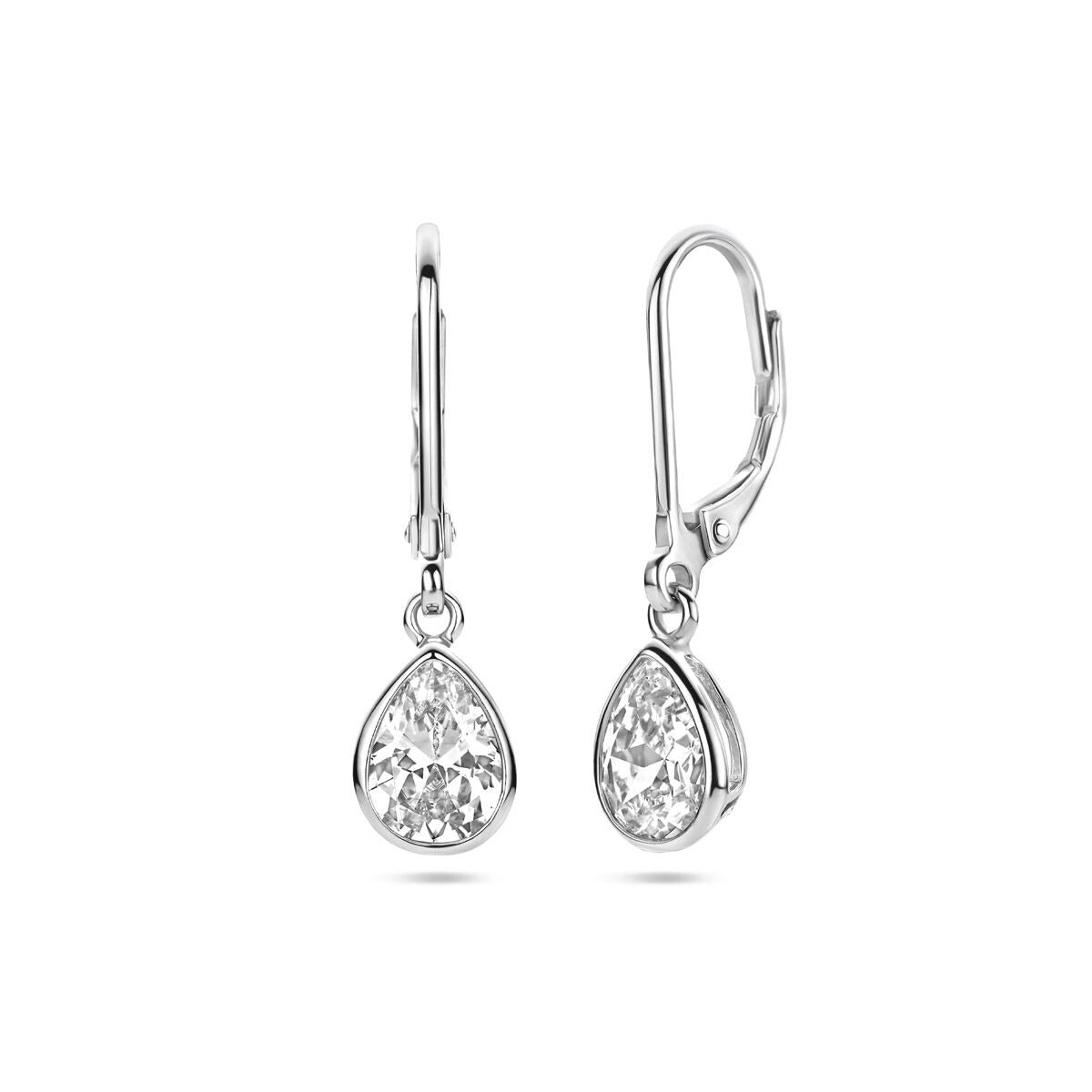 Gerhodineerd 925 zilveren oorhangers met zirkonia