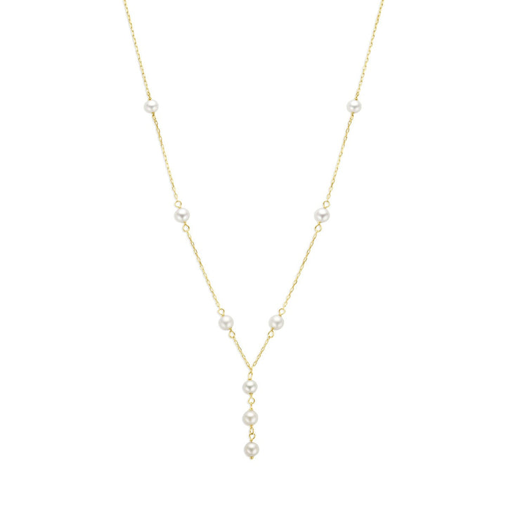 9k geelgouden collier met parel