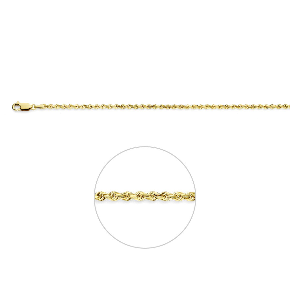 Bracelet en or 14 carats avec maillons en cordon, finition brillante.