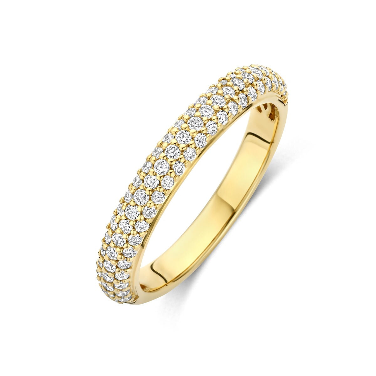 Bague en or jaune 14 carats ornée de diamants synthétiques de 0,48 ct.