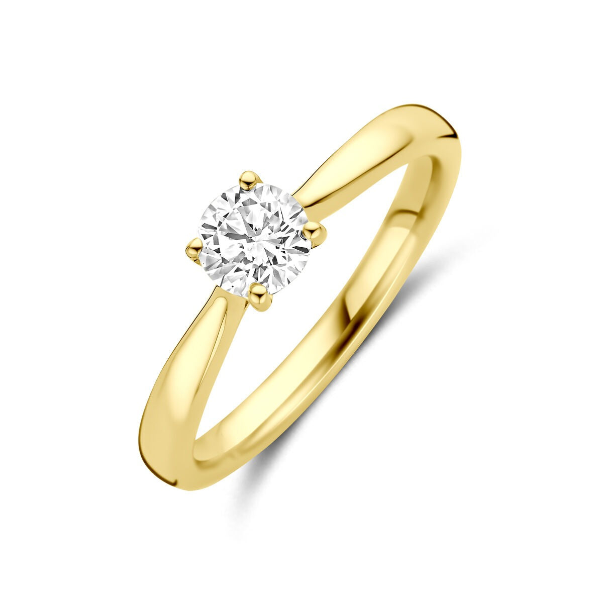 Bague en or jaune 14 carats avec un diamant lab grown de 0,50 ct.