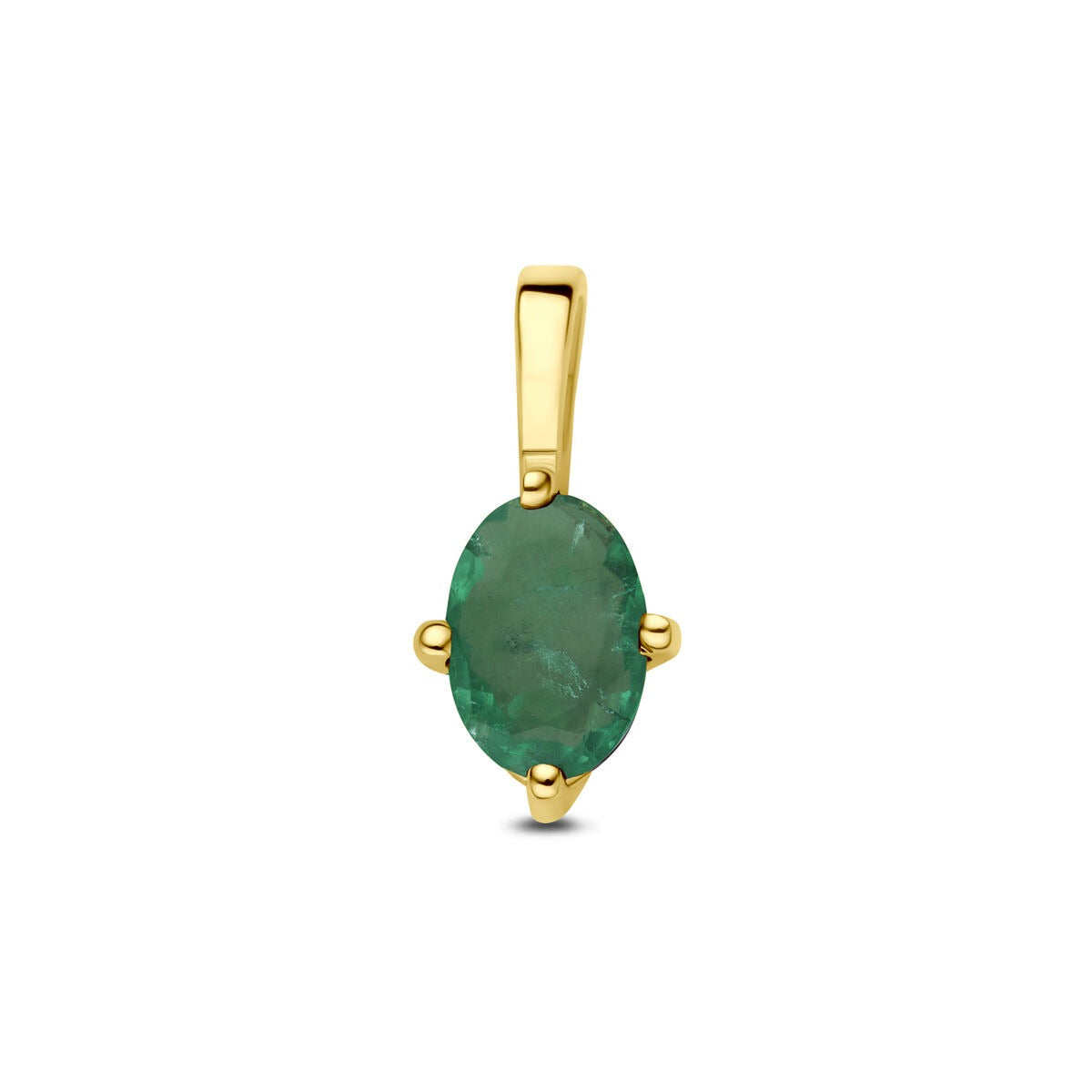 Pendentif en or jaune 14 carats avec une émeraude ovale.