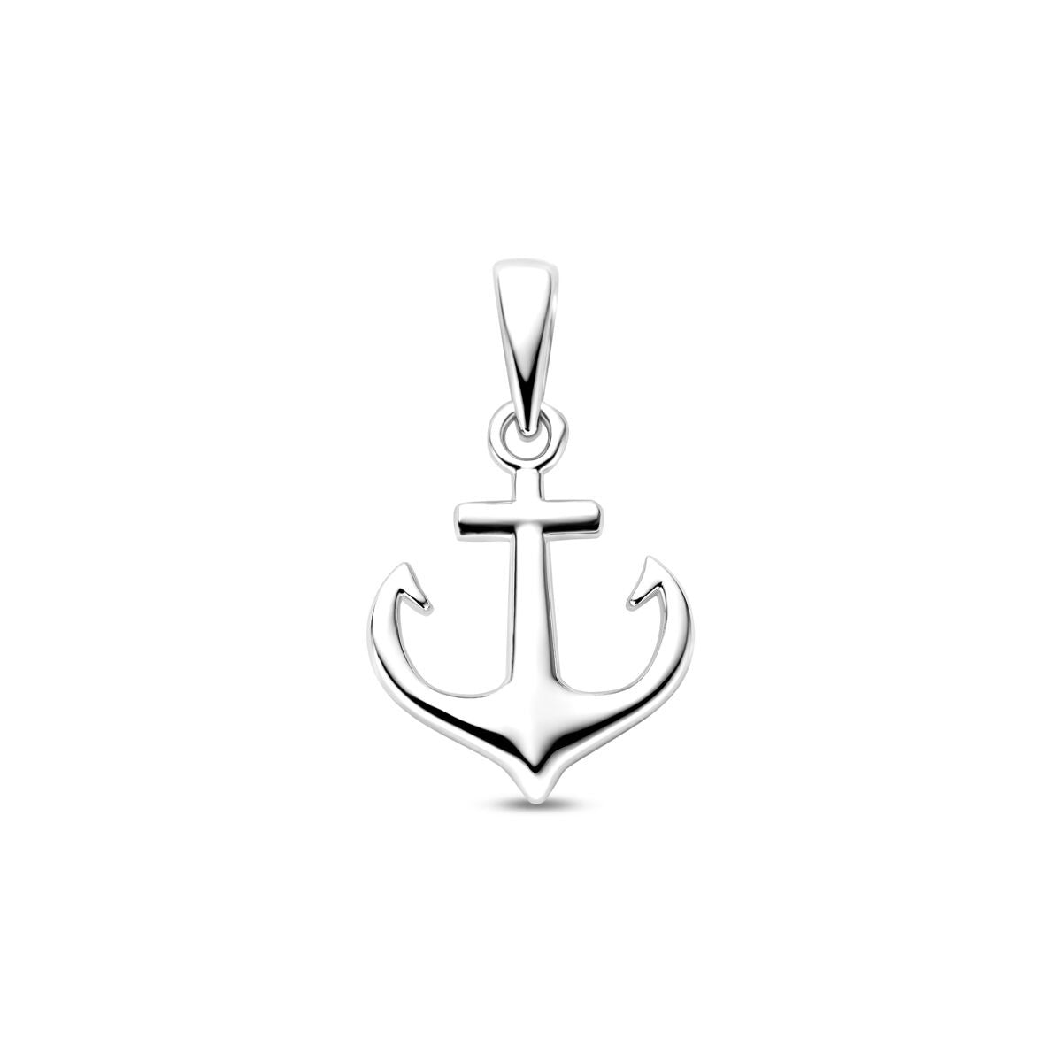 Pendentif en forme d'ancre en argent rhodié 925, finition brillante.