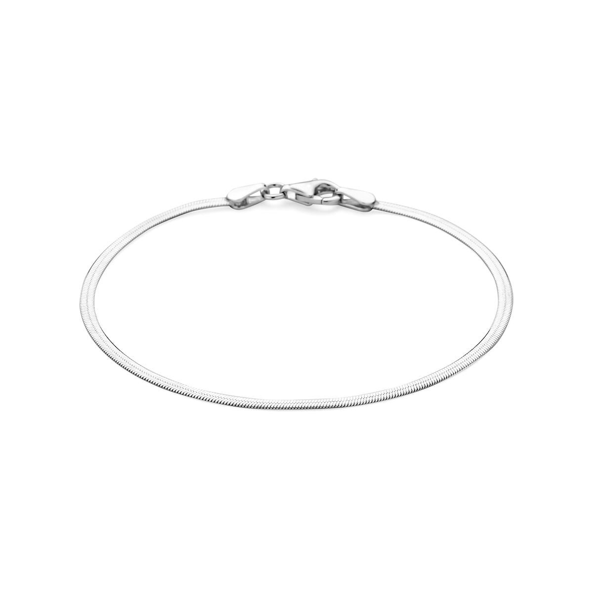 Gerhodineerde 925 zilveren slangarmband van 2 mm met een eenvoudige sluiting.