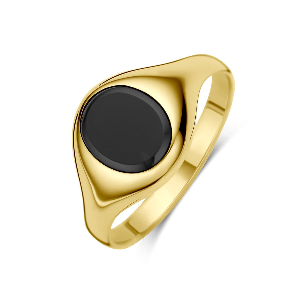 9k Geelgouden ring met onyx