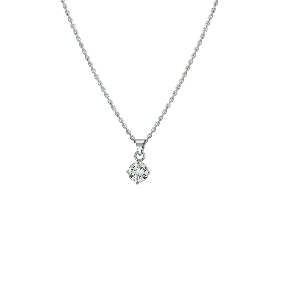 Collier en argent rhodié 925 avec pendentif en zirconium en forme de cœur.