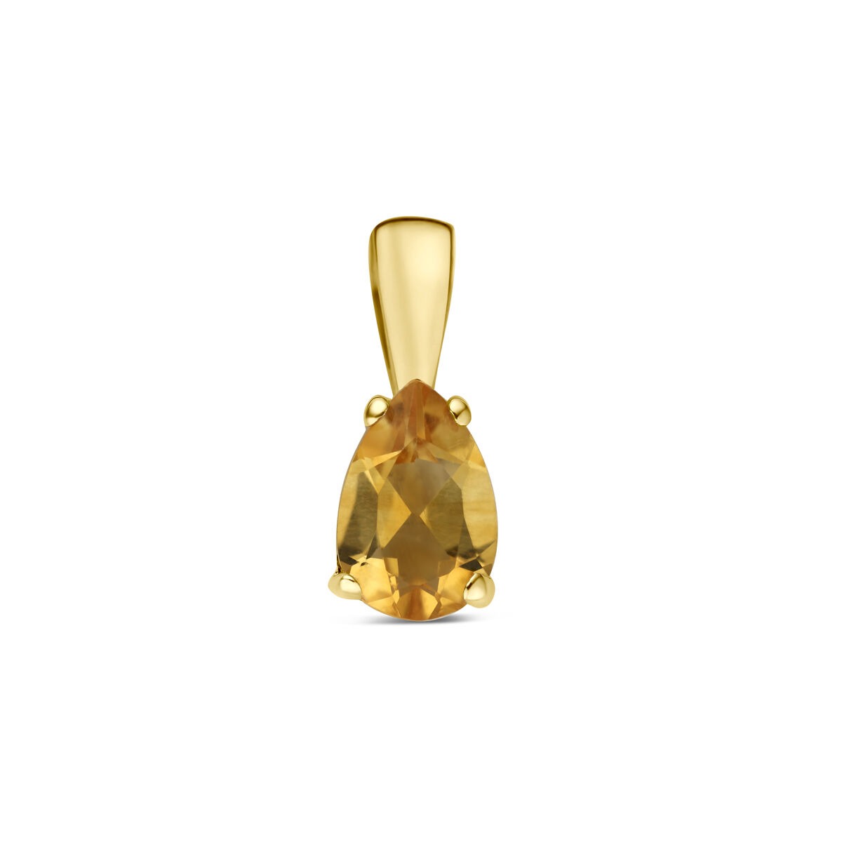 Pendentif en or jaune 14 carats avec une pierre de citrine en forme de poire.