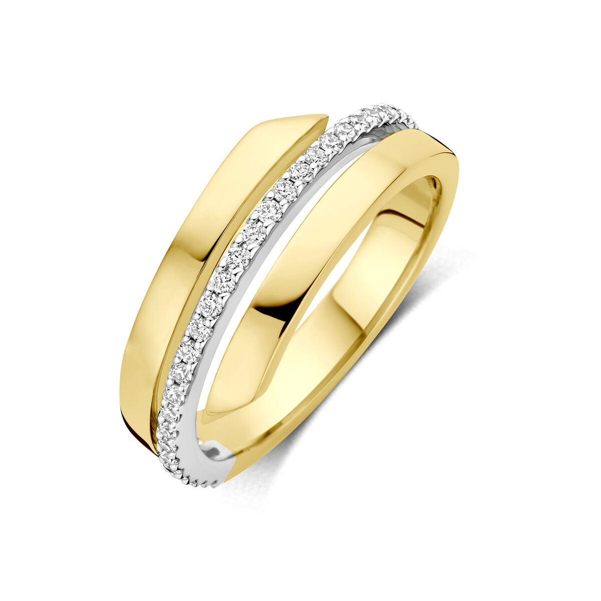 Bague en or bicolore 14k avec diamant de 0,21 ct.