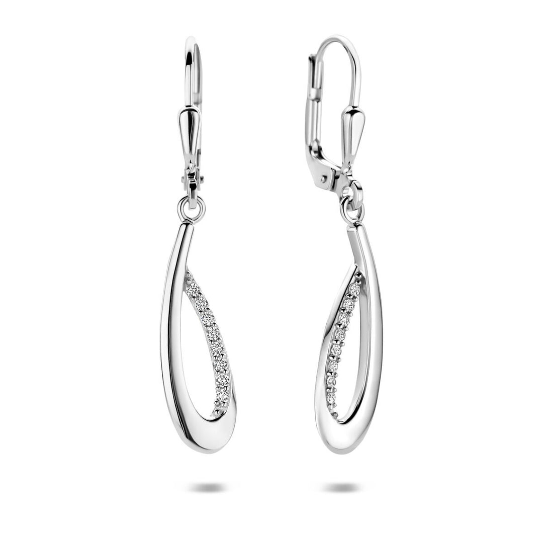 Gerhodineerd 925 zilveren oorhangers met zirkonia