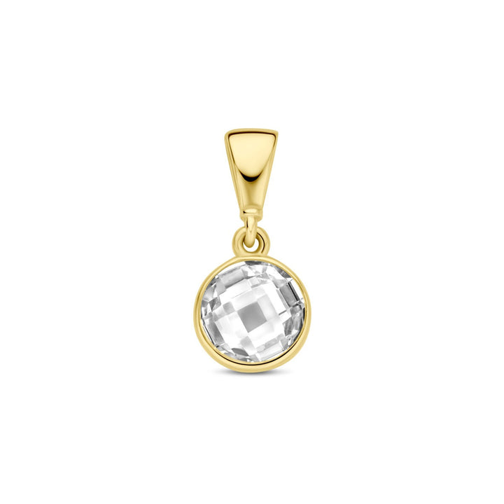 9k Geelgouden hanger met zirkonia rond