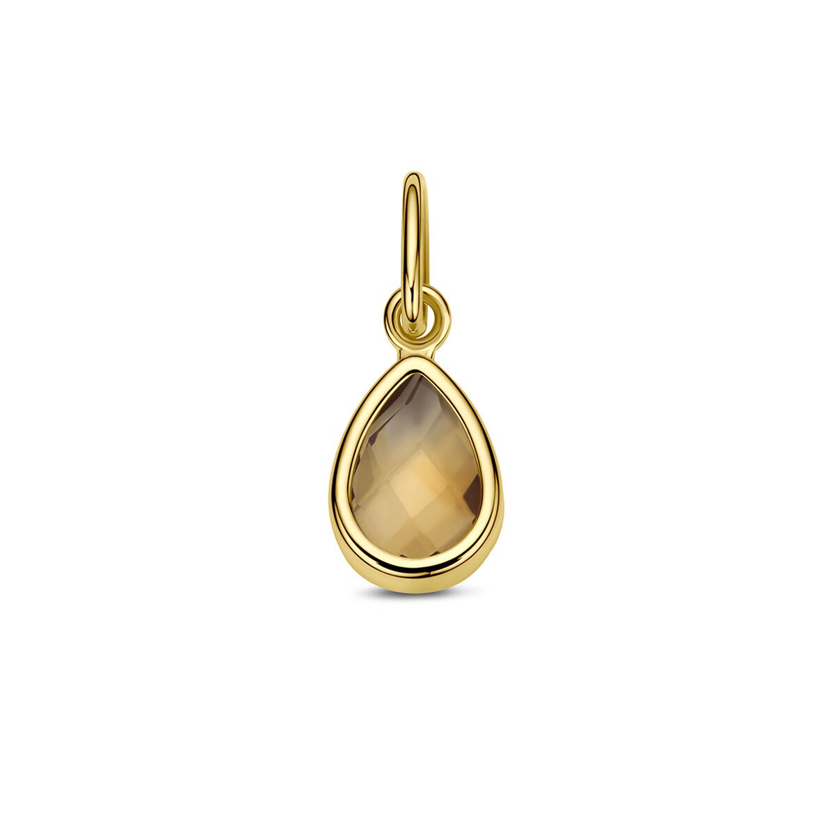 Pendentif en or jaune 9 carats avec une pierre de citrine en forme de goutte.