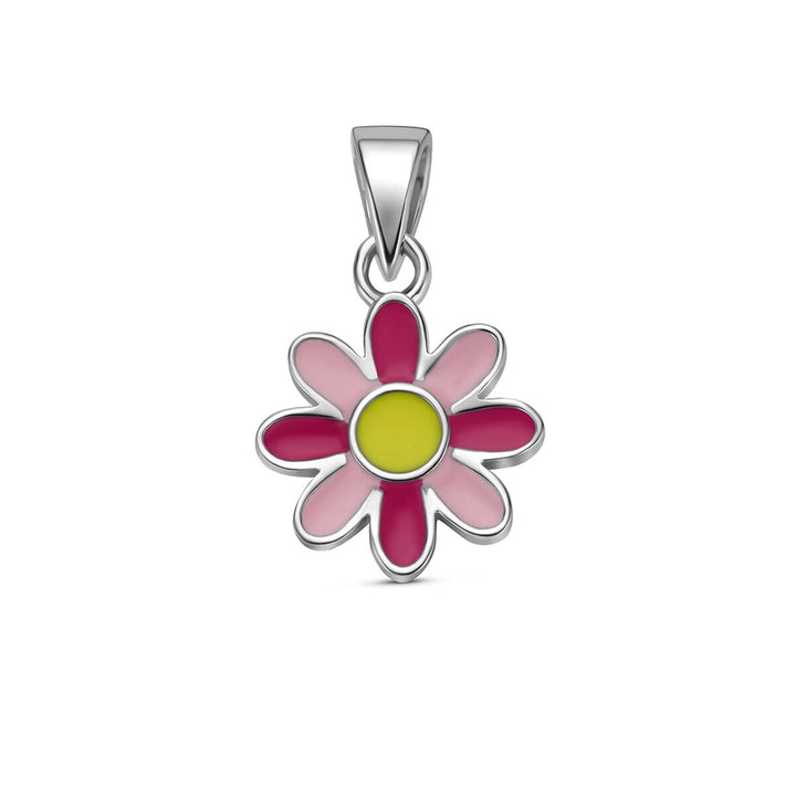 Gerhodineerde 925 zilveren bloemenhanger met emaille