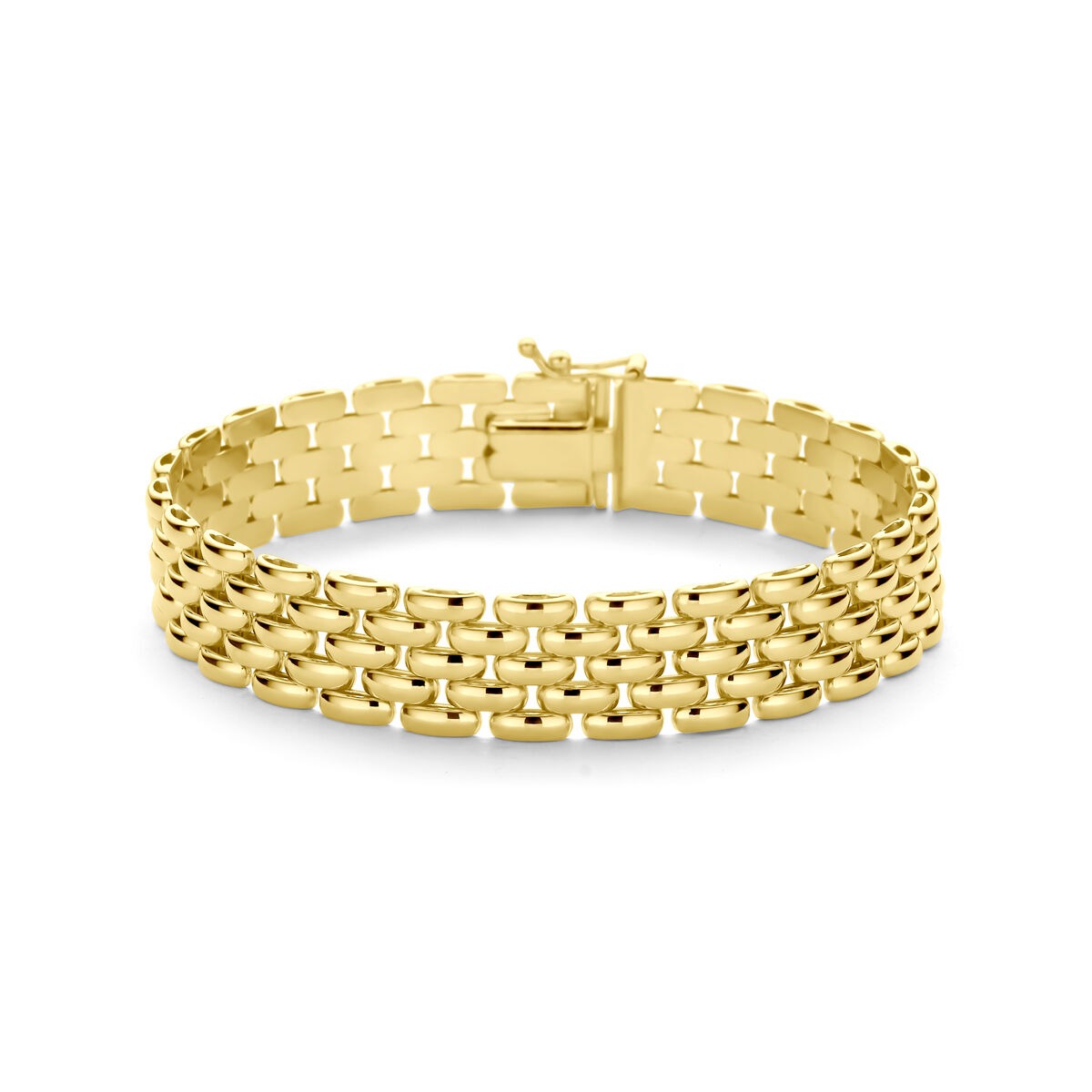 Bracelet en or jaune 14 carats avec maillons en forme de panthère.