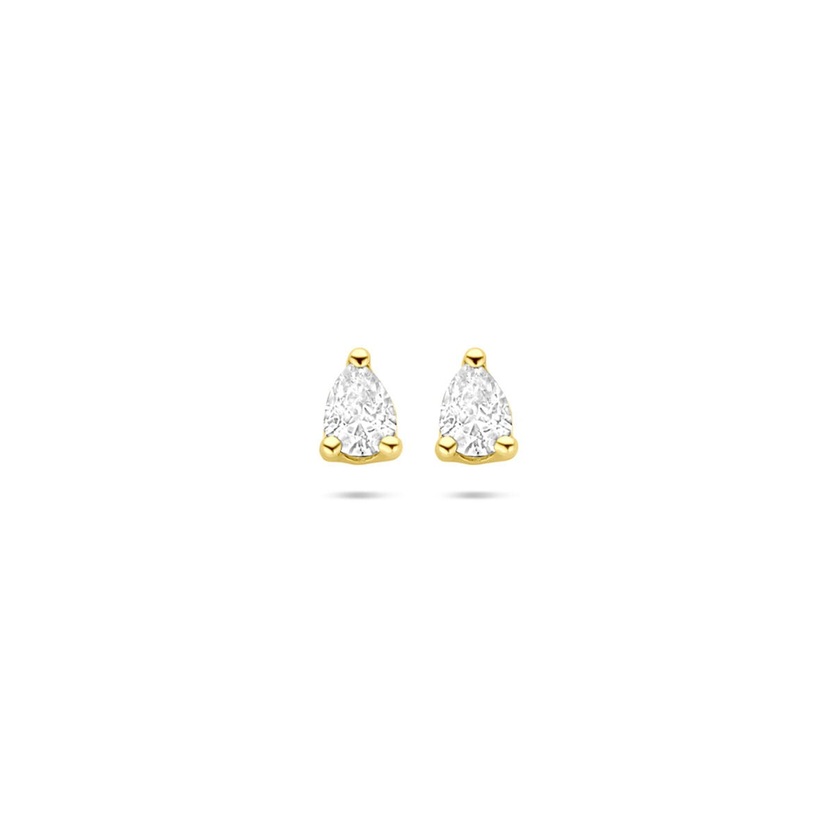 Boucles d'oreilles en or 14 carats avec des zirconias en forme de poire de 5 mm.