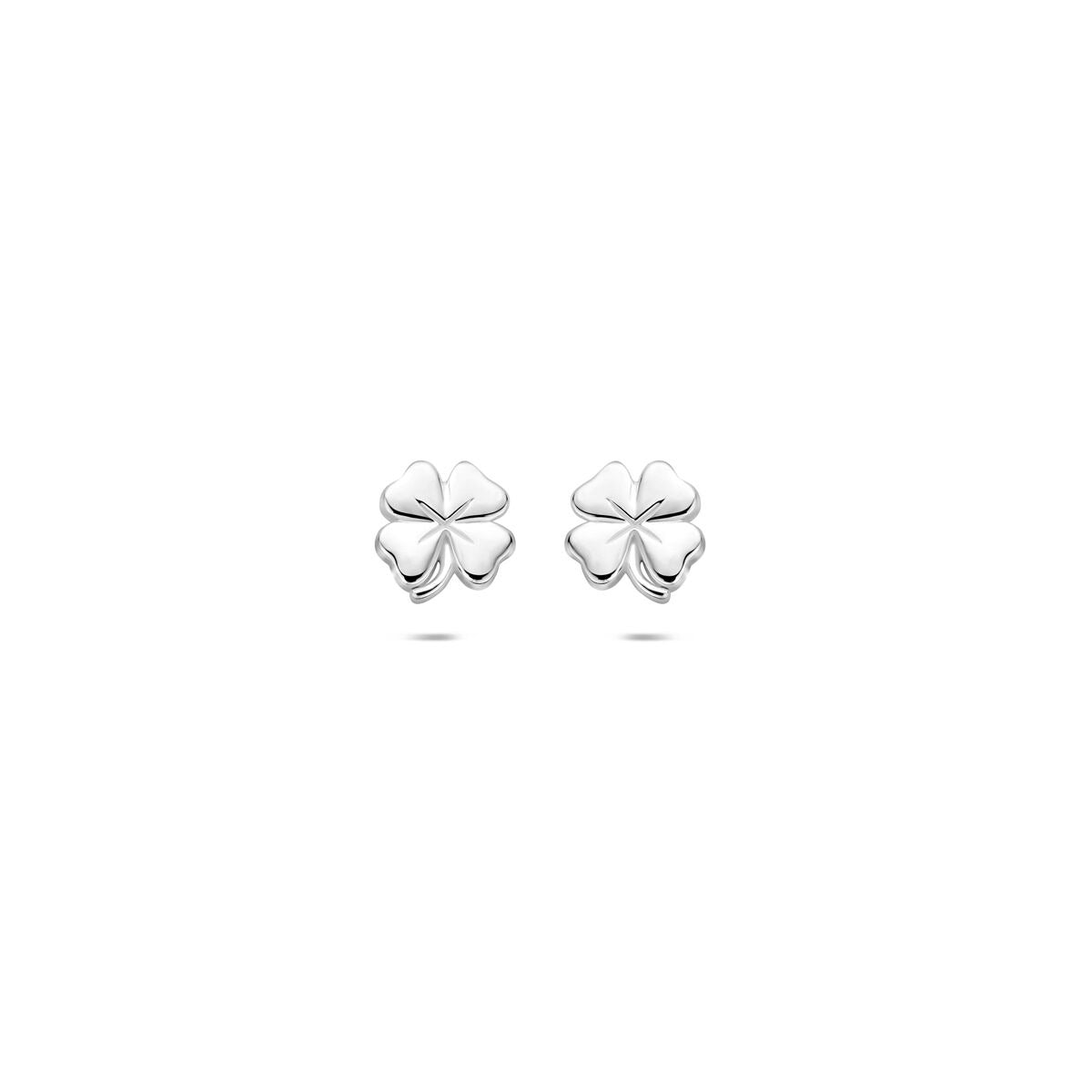 Boucles d'oreilles en argent 925 en forme de trèfle, finition rhodiée.