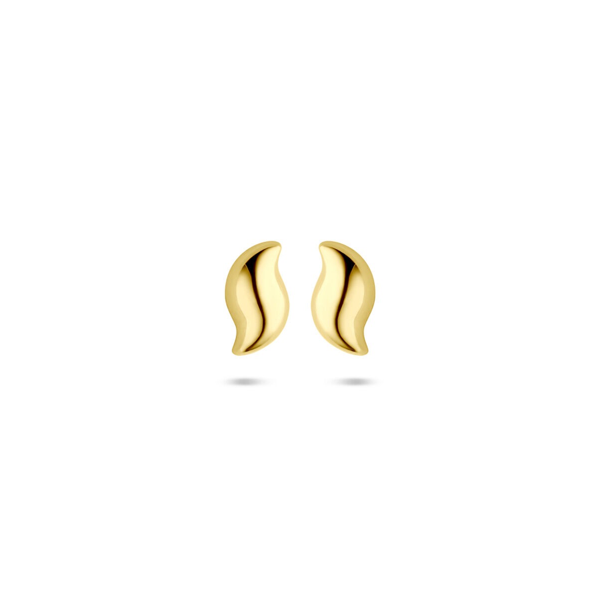 Boucles d'oreilles en or jaune 14 carats, de forme ondulée et lisse.