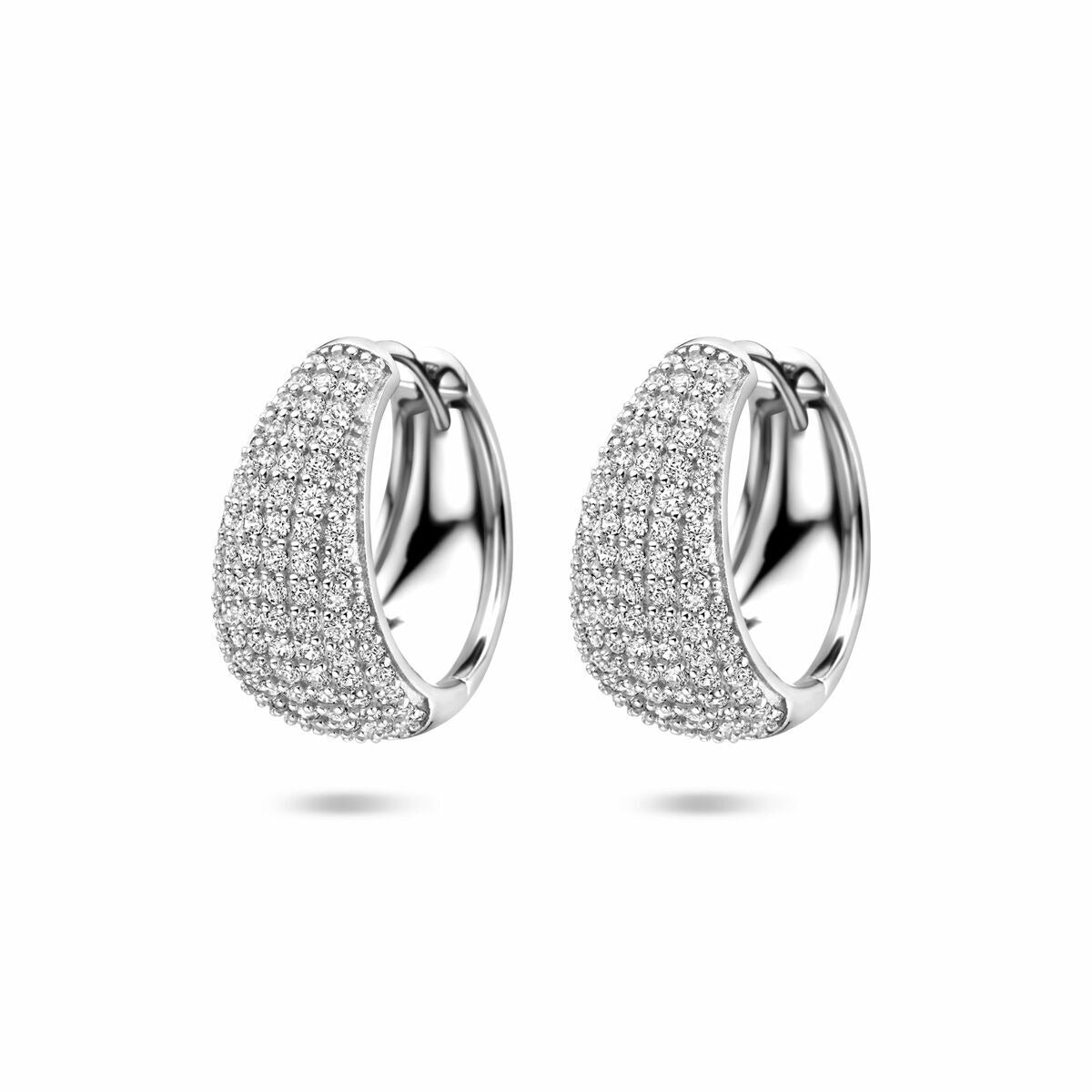 Boucles d'oreilles en argent rhodié de 18 mm, ornées de zircons.