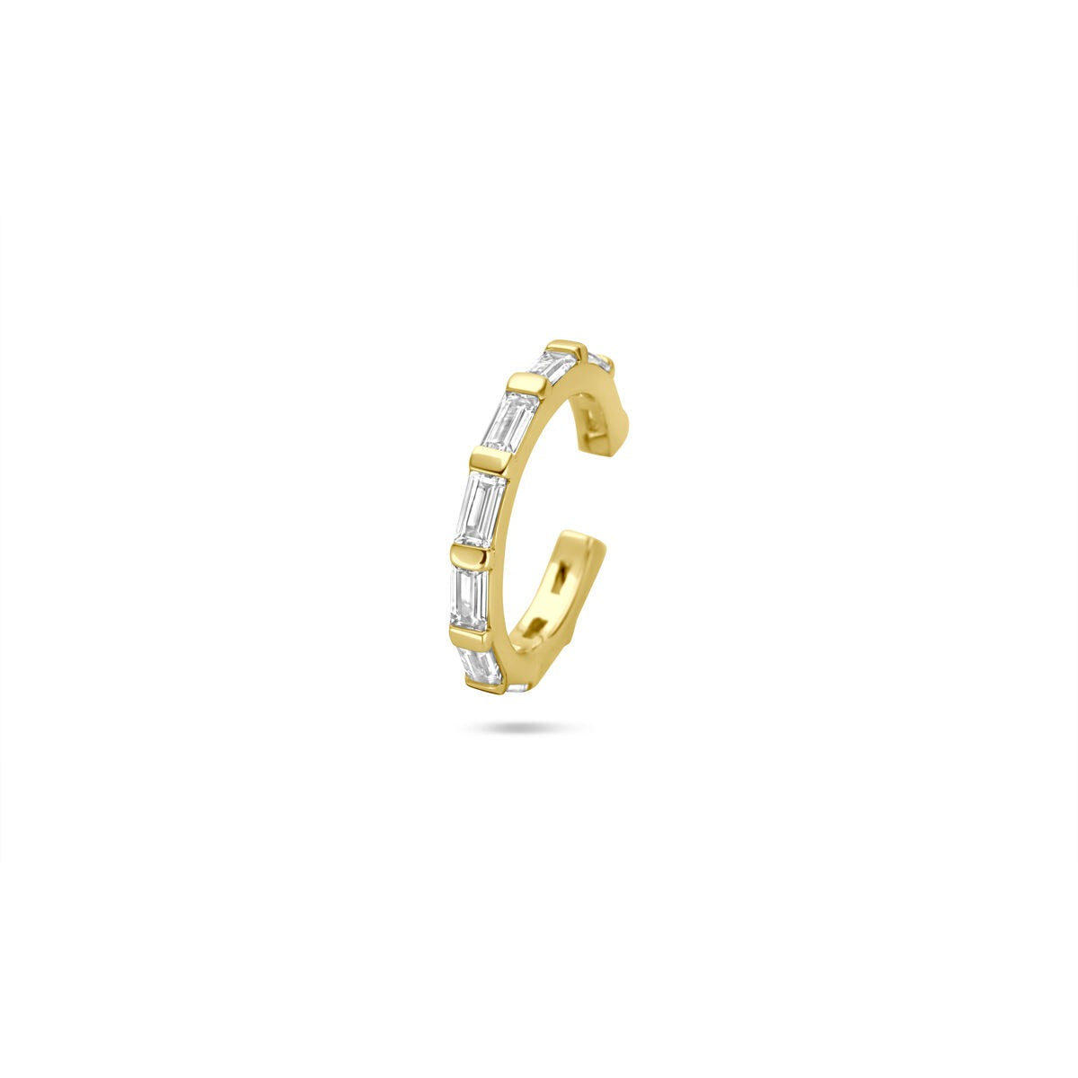 Ear cuff en argent doré avec zirkonia baguette.