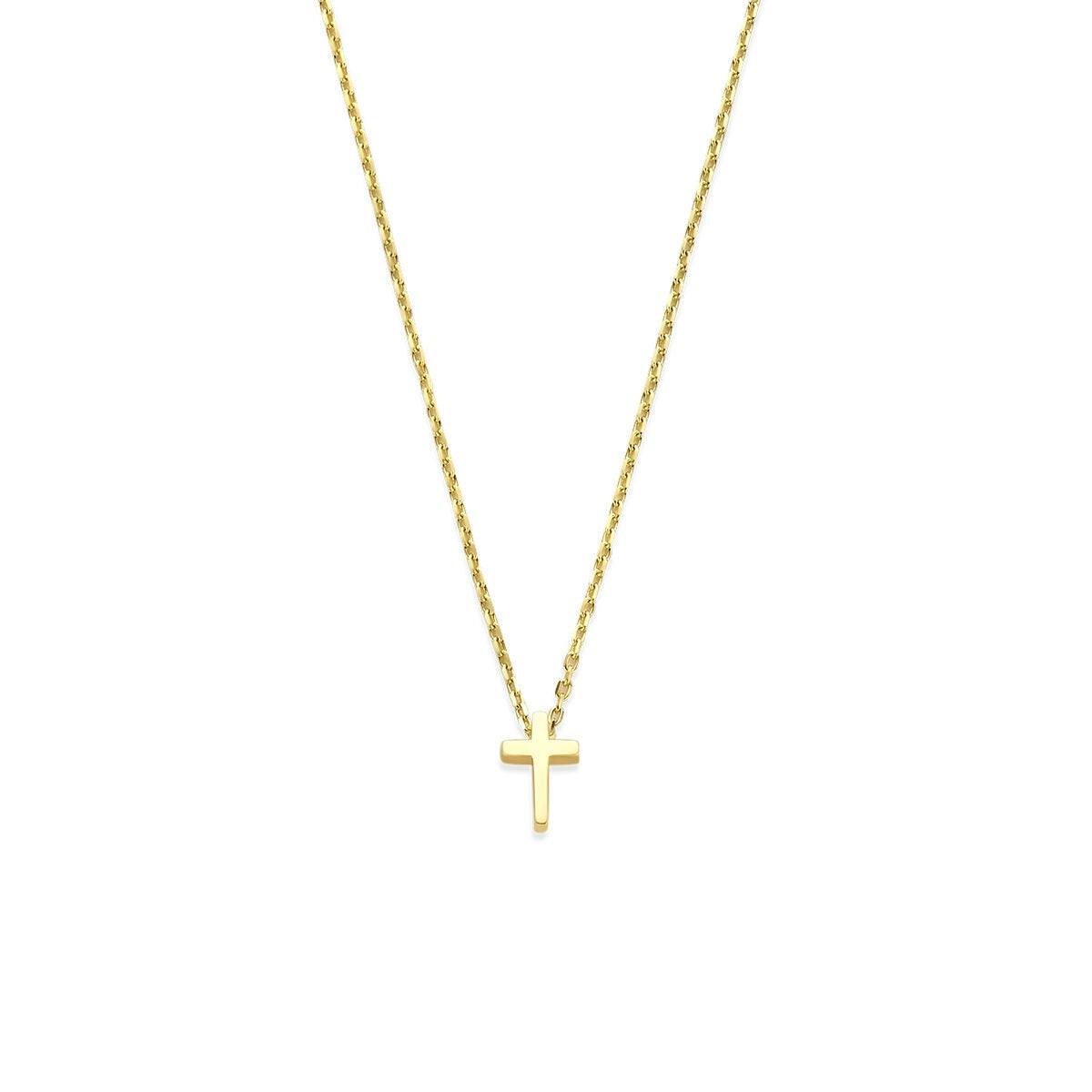 Collier en or jaune 14 carats avec un petit croix.