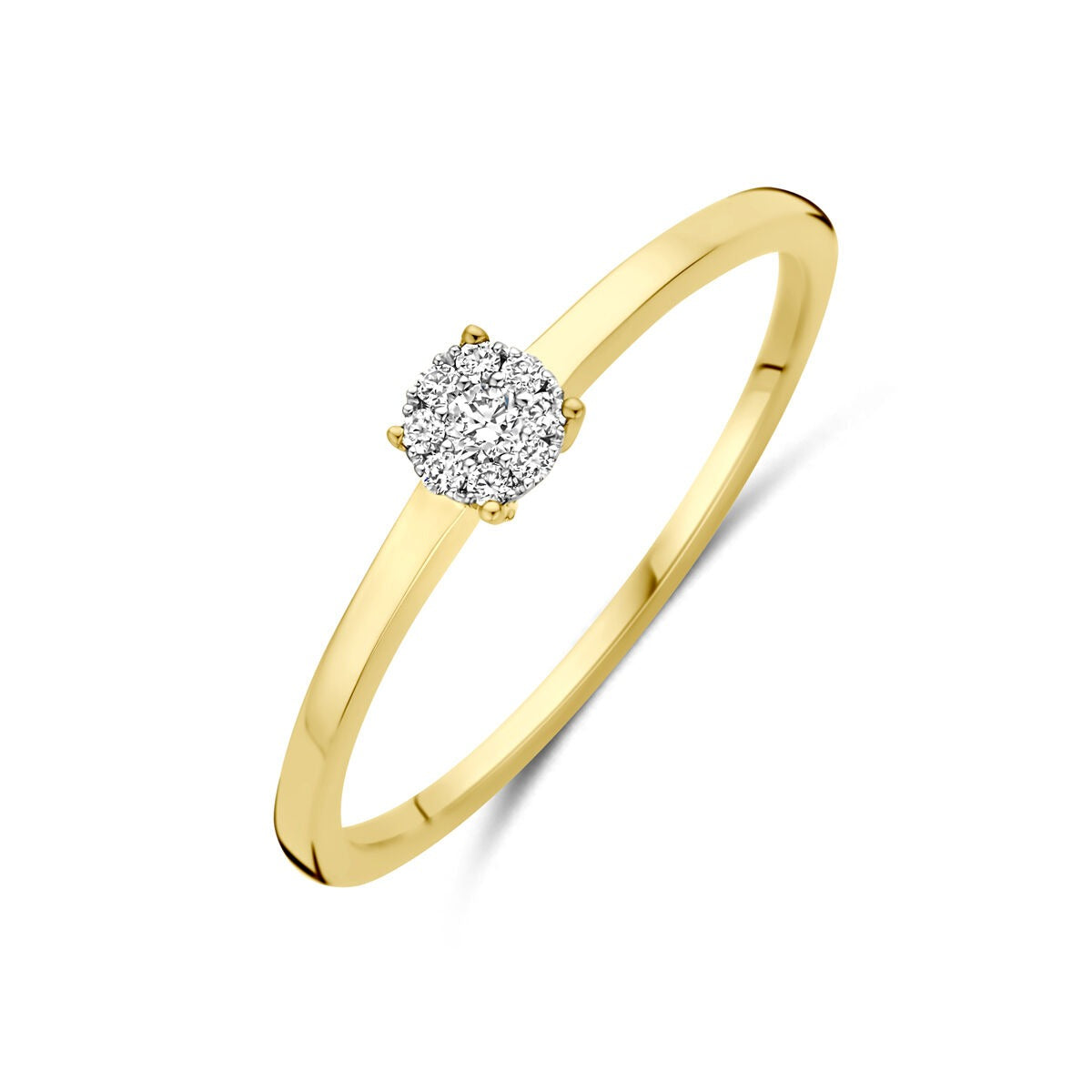 Bague en or bicolore 14 carats avec un diamant de 0,06 ct.