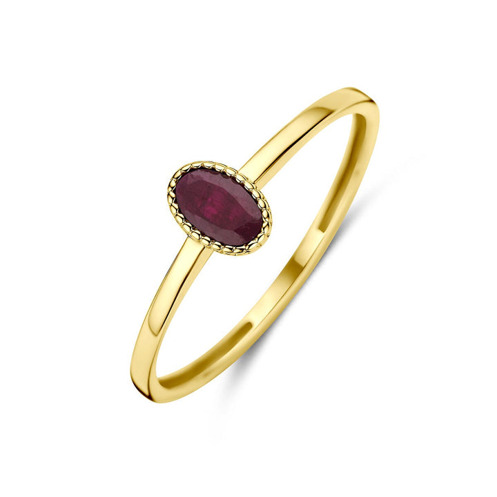 14k Geelgouden ring met robijn
