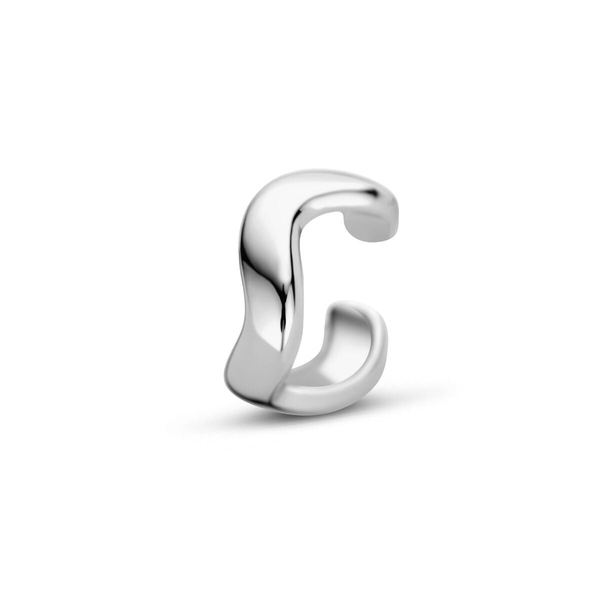 Ear cuff en argent rhodié en argent 925, de forme ondulée et lisse.