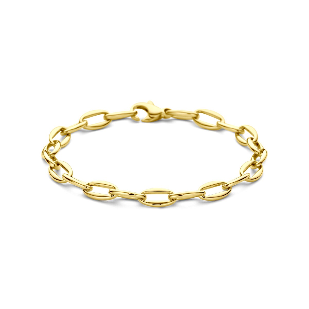 Bracelet en or jaune 14k avec maillons en forme d'ancre.