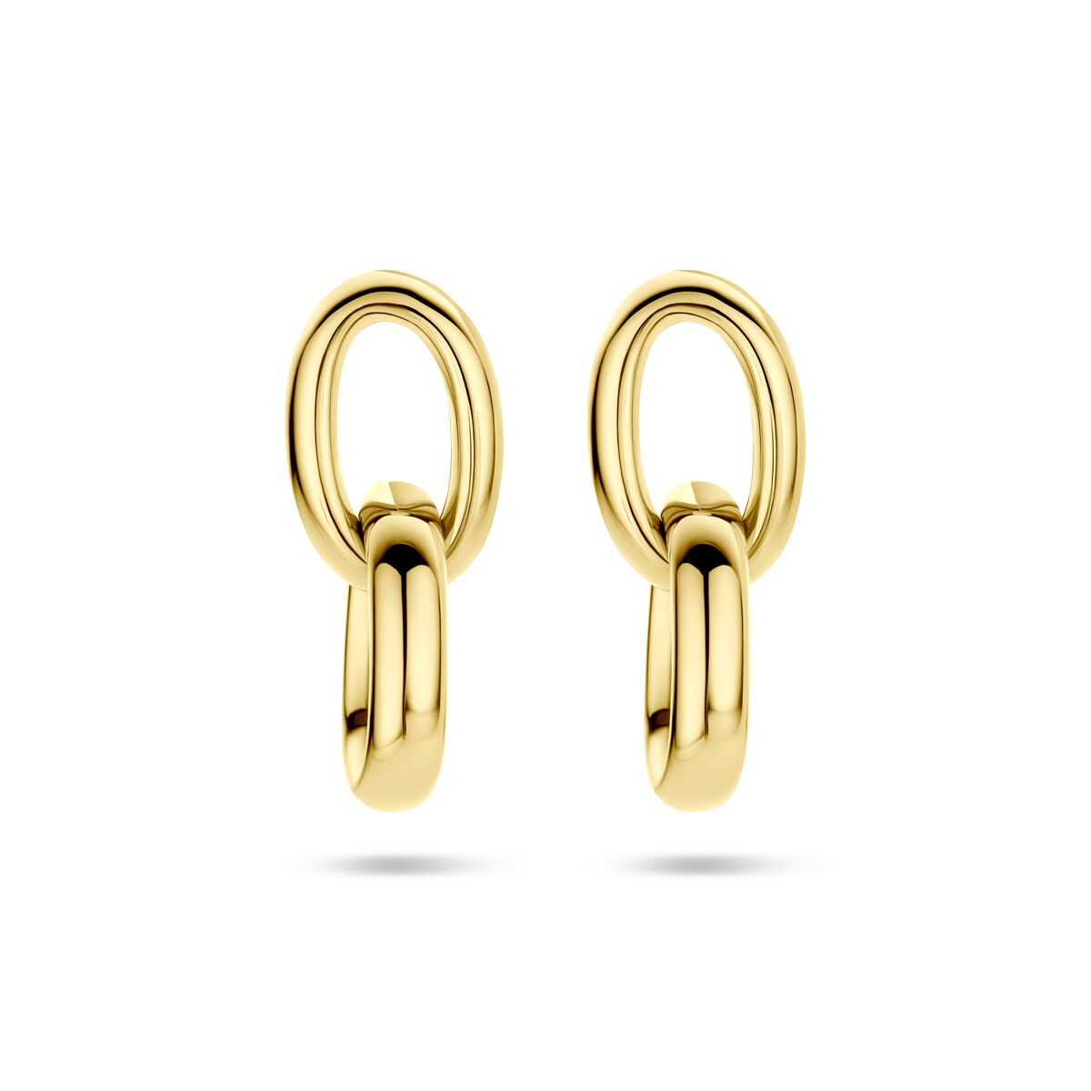 Boucles d'oreilles en or jaune 14 carats, de forme ovale, mesurant 24 mm.