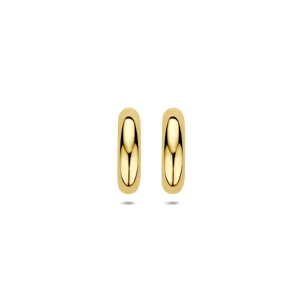 Boucles d'oreilles en or jaune 14 carats, de forme allongée et lisse.