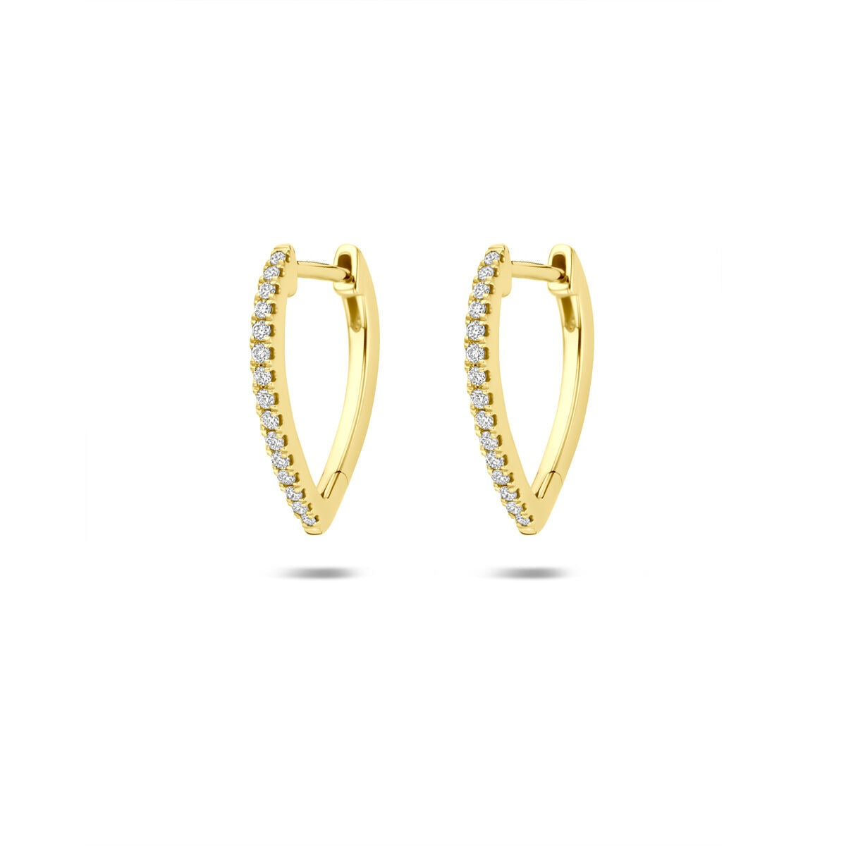 Boucles d'oreilles en or jaune 14K avec diamants lab grown de 0,12 ct, forme en V.