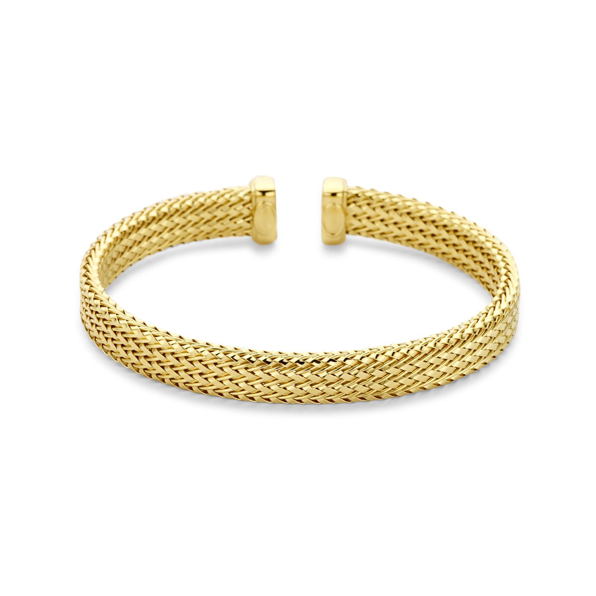 Bracelet jonc en argent 925 doré, tressé, de 59 x 8 mm.