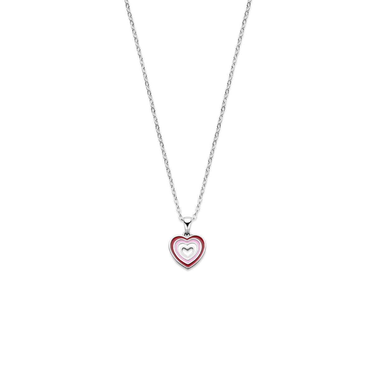 Collier en argent rhodié avec un pendentif en forme de cœur, longueur 36 + 3 cm.