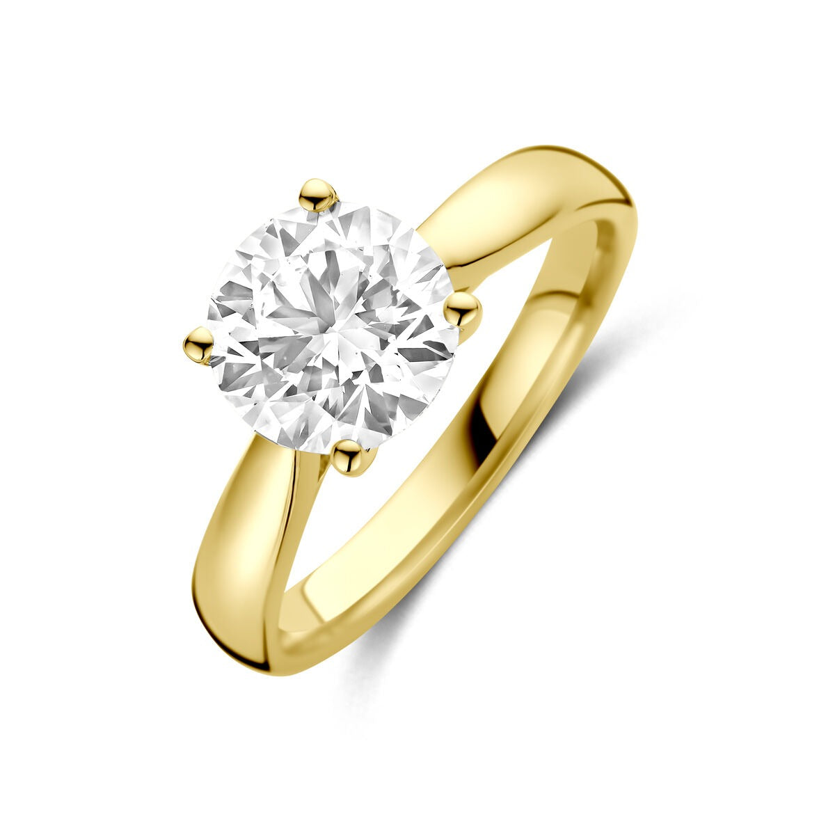 Bague en or jaune 14 carats avec un diamant lab-grown de 2,00 ct.