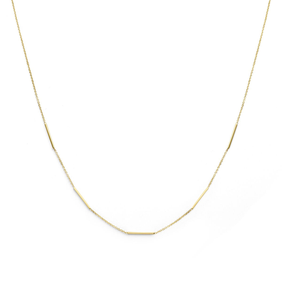Collier en or jaune 14 carats avec des tubes fins.