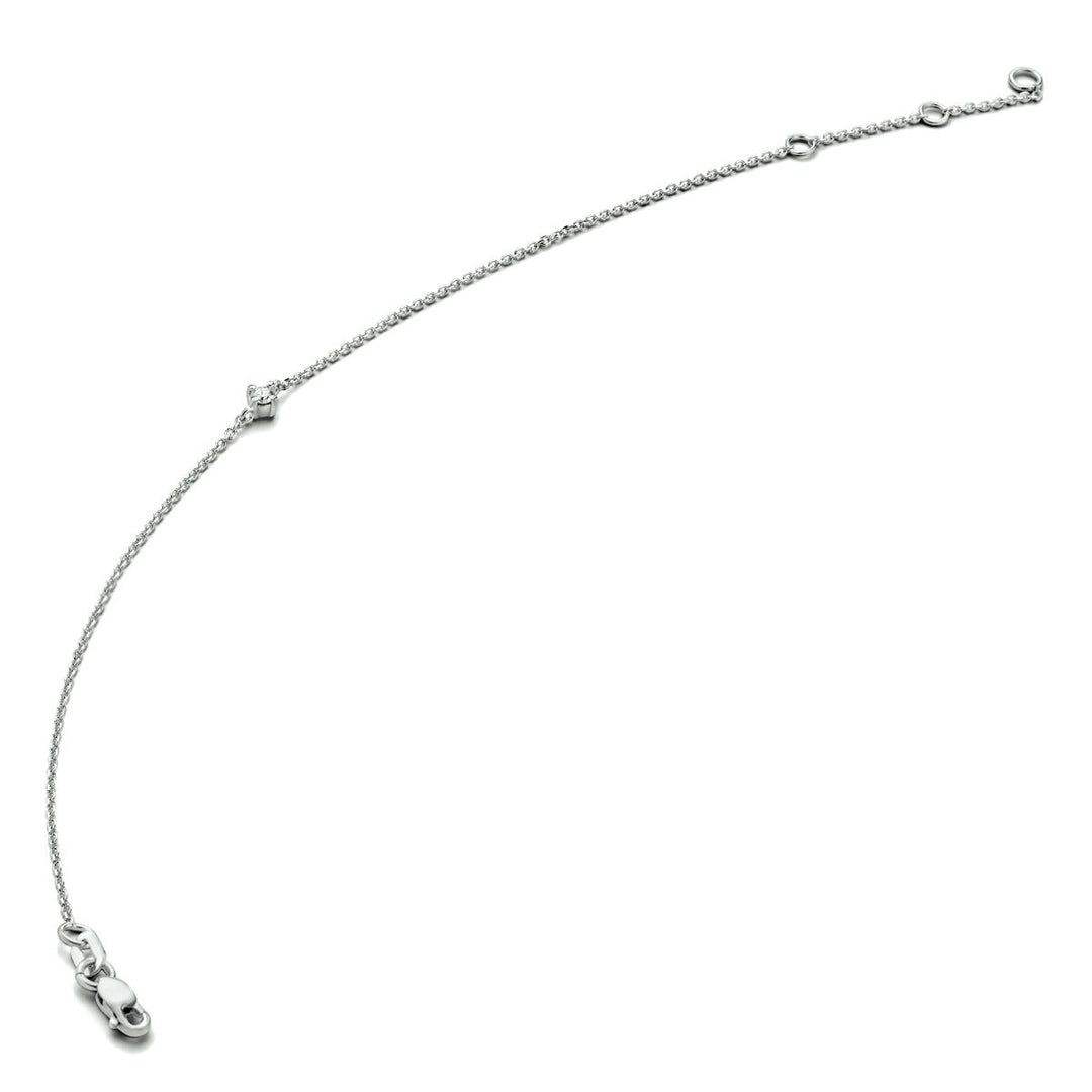 14k Witgouden armband met diamant 0,10 ct