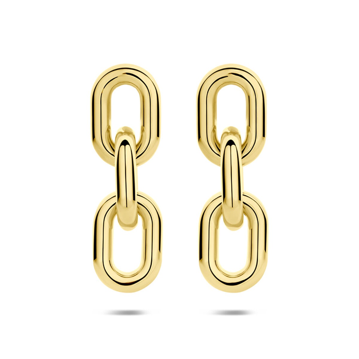 Boucles d'oreilles en acier doré de 65 mm avec des maillons ovales entrelacés.