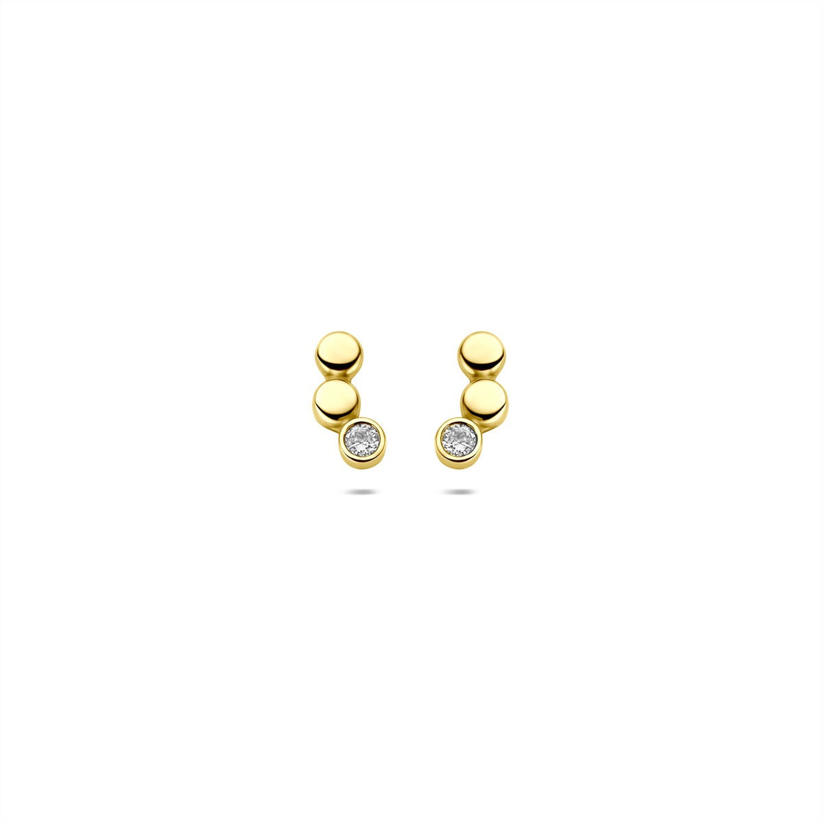 Boucles d'oreilles en or jaune 9 carats avec zircons, mesurant 8,5x4mm.