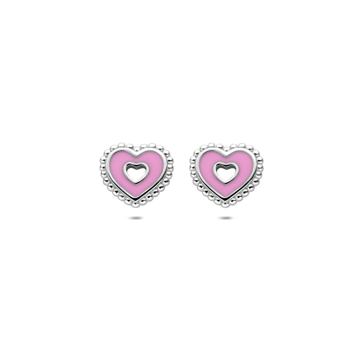Puces d'oreilles en argent en forme de cœur – rhodié bijou pour enfant 8,5 mm