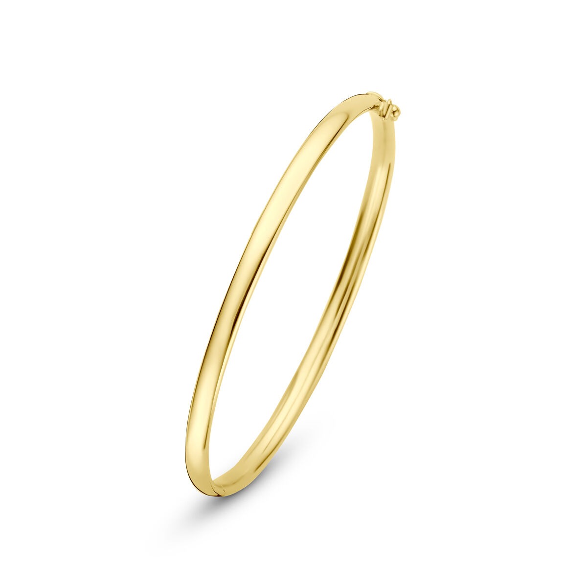 Bracelet jonc en or jaune 14 carats, d'une épaisseur de 4 mm, pour femme.
