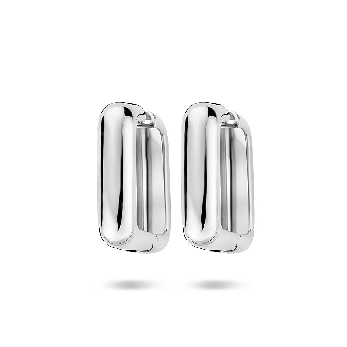 Boucles d'oreilles en argent rhodié de 25 mm, avec une finition lisse et brillante.
